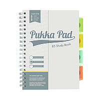 PUKKA PAD B5 Size Project Book, 4-Subject, Gray/White Study Book Cover, (100) 9.8 x 6.9 Sheets (9824STU)
