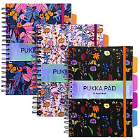 PUKKA PAD B5 Size Project Book, 4-Subject, Medium/College Rule, Assorted Blum Floral Covers, (100) 9.8 x 6.9 Sheets, 3/Pack (9494BLMASST)