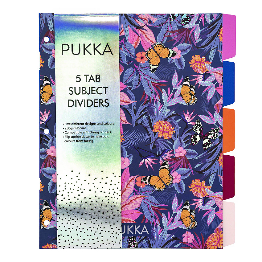 PUKKA PAD Letter Size Reversible Dividers, 5-Tab, 11 x 8.5, Assorted Colors, 1 Set (9610BLM)