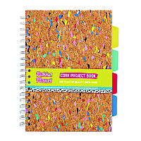 PUKKA PAD B5 Size Eco Project Book, 4-Subject, Medium/College Rule, Cork/Multicolor Cover, (100) 9.8 x 6.9 Sheets (9856SPP)