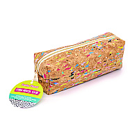 PUKKA PAD Eco Pencil Case, 7.99" x 2.37" x 2.75", Brown/Multicolor Cork (9740SPP)