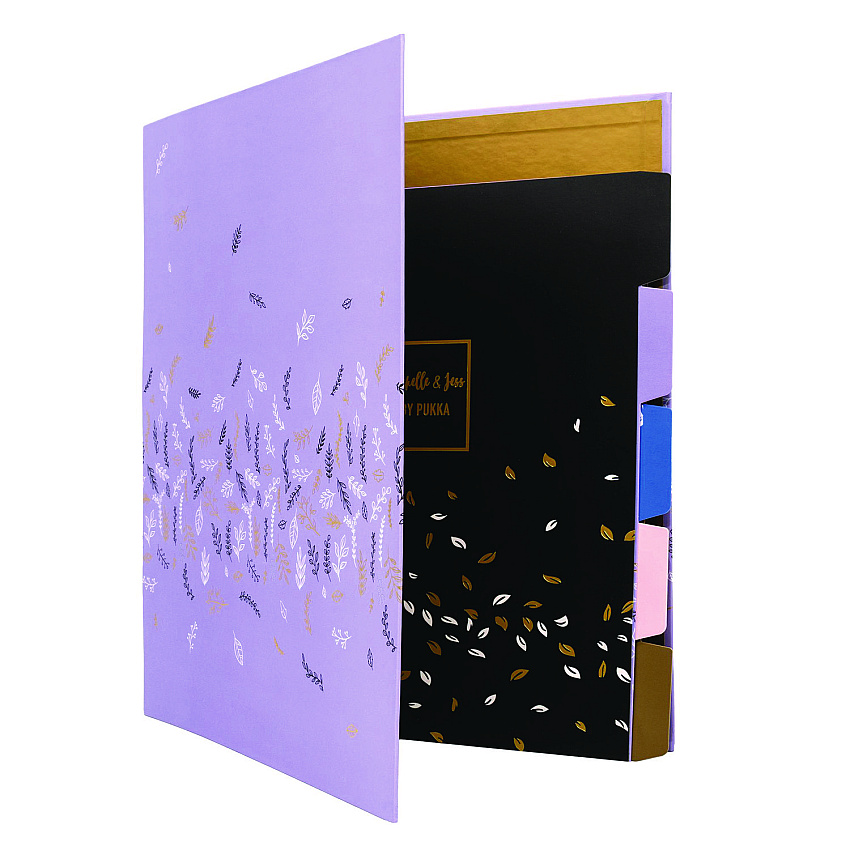 PUKKA PAD Rollbound Binder, 3 Rings, 1" Capacity, 11 x 8.5, Lilac/Black/Gold/White (9643ROC)
