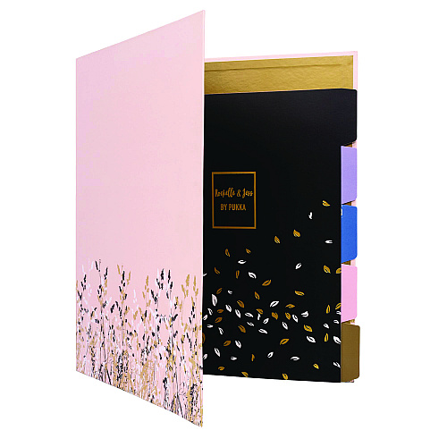 PUKKA PAD Rollbound Binder, 3 Rings, 1" Capacity, 11 x 8.5, Pink/Gold/Black/White (9642ROC)