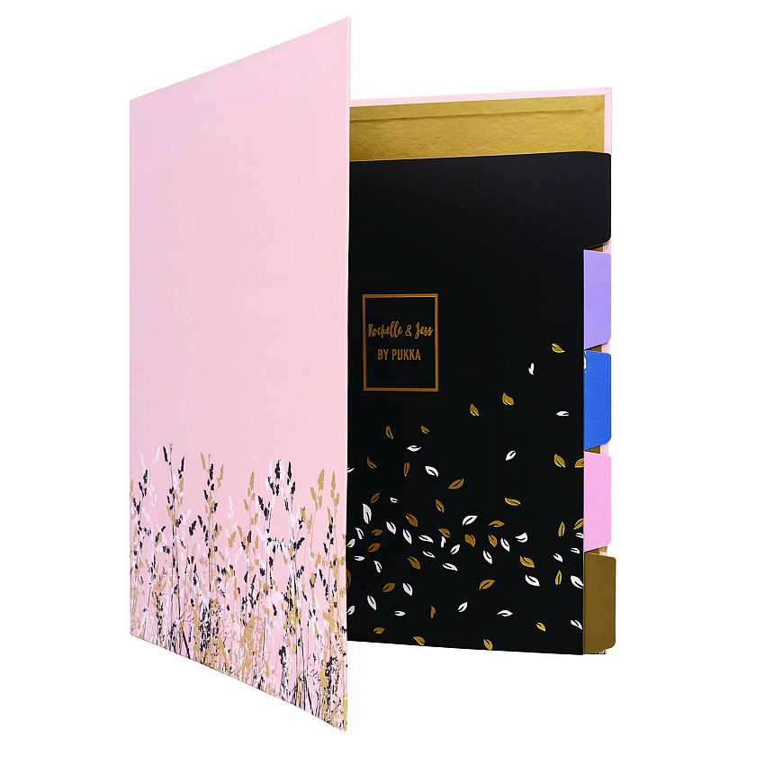 PUKKA PAD Rollbound Binder, 3 Rings, 1" Capacity, 11 x 8.5, Pink/Gold/Black/White (9642ROC)