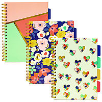 PUKKA PAD B5 Size Project Book, 5-Subject, Medium/College Rule, Assorted Floral Love Covers, (100) 9.8 x 6.9 Sheets, 3/Pack (9033CD)