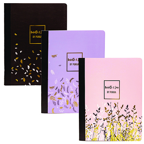 PUKKA PAD Composition Book, Medium/College Rule, Assorted Floral Covers, (70) 9.75 x 7.5 Sheets, 3/Pack (9107ROC)