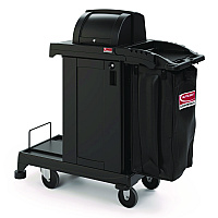 Suncast Commercial High Security Housekeeping Cart, Plastic, 1 Shelf, 3 Bins, 23.19 x 53.23 x 53.02, Black (CCH255A)