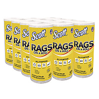 Scott Rags On A Roll, 1-Ply, 9.4 x 11, White, 60/Roll, 12 Rolls/Carton (54992)