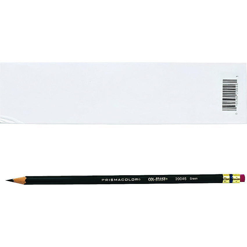 Prismacolor Col-Erase Pencil with Eraser, 0.7 mm, 2B (#1), Green Lead, Green Barrel, Dozen (20046)