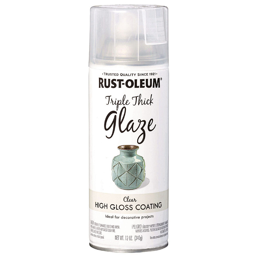 Rust-Oleum Specialty Triple Thick Glaze Spray Paint, High Gloss Clear, 12 oz Aerosol Can, 6/Carton (301416)