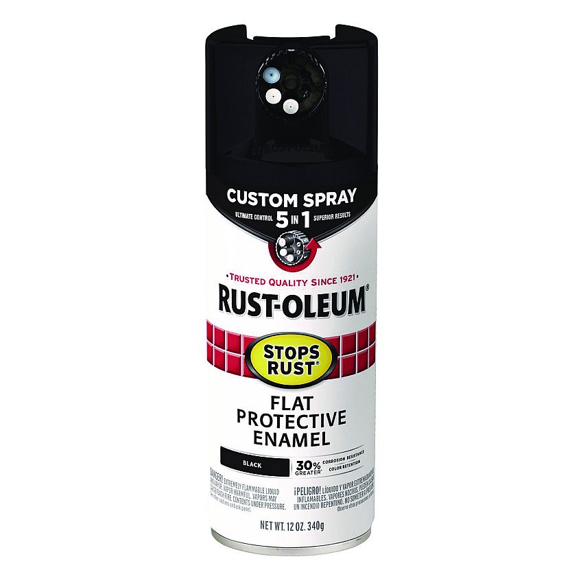 Rust-Oleum Stops Rust 5-in-1 Spray Paint, Flat Black, 12 oz Aerosol Can (376855EA)