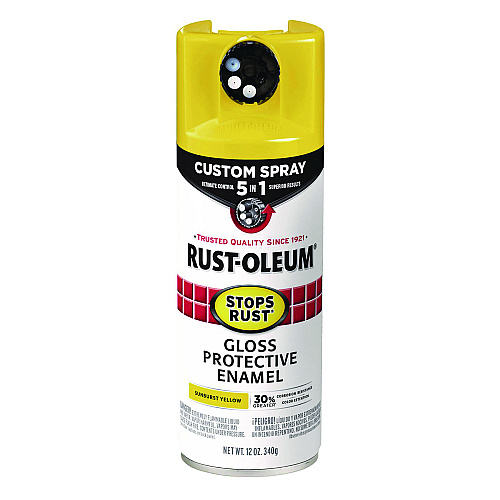 Rust-Oleum Stops Rust 5-in-1 Spray Paint, Gloss Sunburst Yellow, 12 oz Aerosol Can (376898EA)