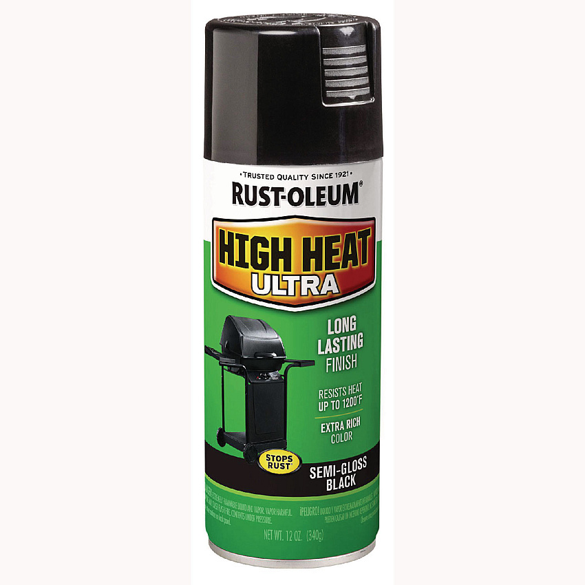 Rust-Oleum High Heat Enamel Spray Paint, Semi-Gloss Black, 12 oz Aerosol Can (241169EA)