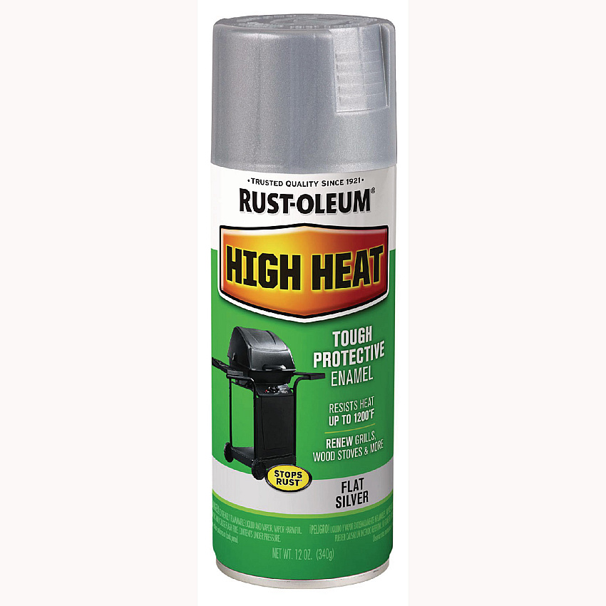 Rust-Oleum High Heat Enamel Spray Paint, Flat Silver, 12 oz Aerosol Can, 6/Carton (7716830)