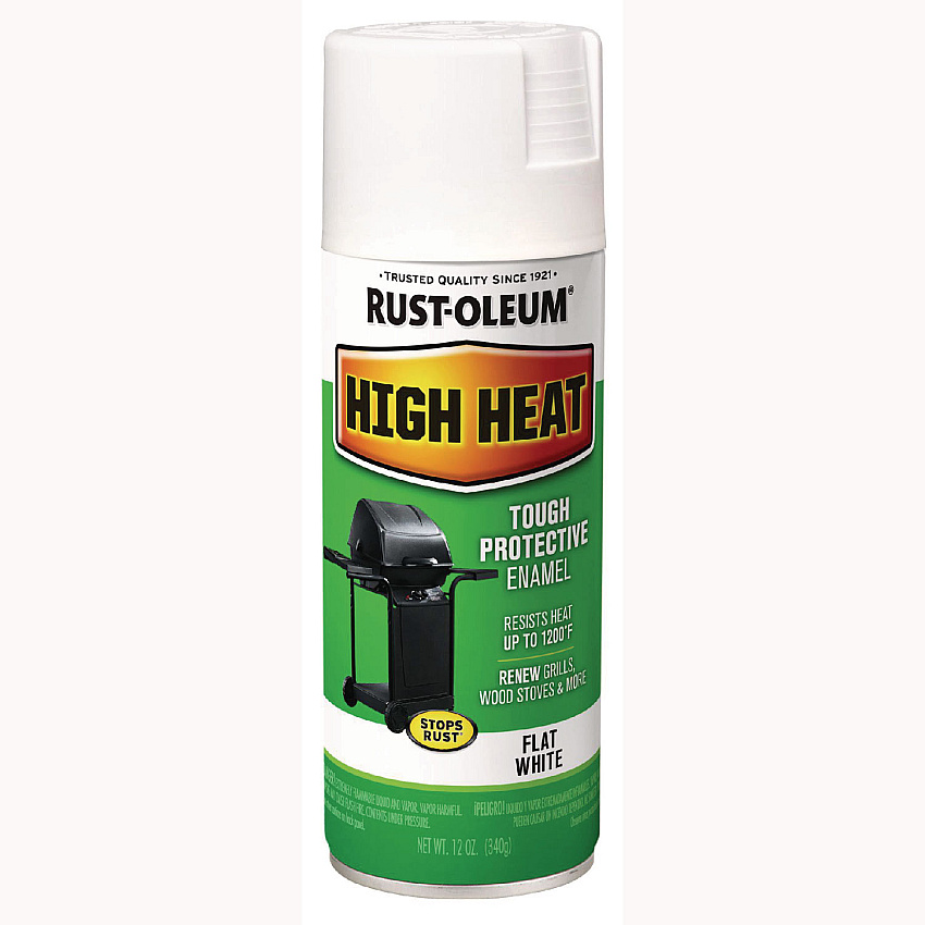 Rust-Oleum High Heat Enamel Spray Paint, Flat White, 12 oz Aerosol Can, 6/Carton (7751830)