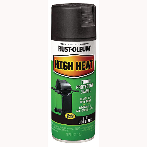 Rust-Oleum High Heat Enamel Spray Paint, Flat Black, 12 oz Aerosol Can, 6/Carton (7778830)