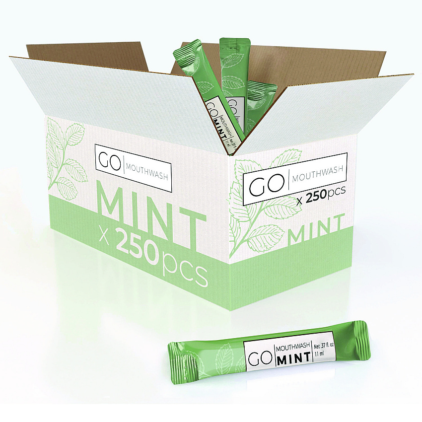 Go Mouthwash Individual Mouthwash Packets, Mint Flavor, 0.37 oz Packet, 250/Box (MW250)
