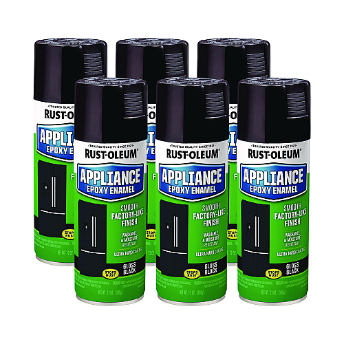 Rust-Oleum Specialty Appliance Epoxy Spray Paint, Gloss Black, 12 oz Aerosol Can, 6/Carton (7886830)