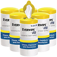 Tork Disinfectant Wipe Canisters, 1-Ply, 7 x 7, Lemon, White, 75 Sheets/Canister, 6/Carton (192820)