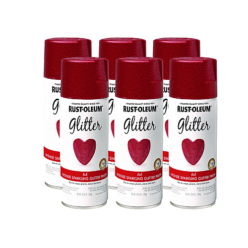 Rust-Oleum Specialty Glitter Spray Paint, Glitter Red, 10.25 oz Aerosol Can, 6/Carton (268045)