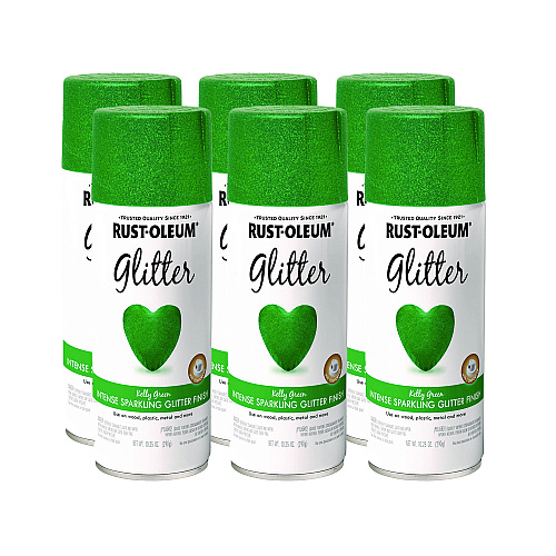 Rust-Oleum Specialty Glitter Spray Paint, Glitter Kelly Green, 10.25 oz Aerosol Can, 6/Carton (277781)