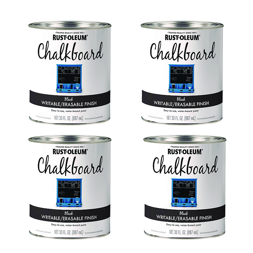 Rust-Oleum Chalkboard Paint, Matte Black, Quart Can, 4/Carton (301450)
