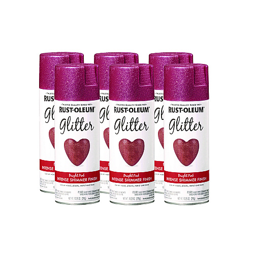 Rust-Oleum Specialty Glitter Spray Paint, Glitter Pink, 10.25 oz Aerosol Can, 6/Carton (301818)
