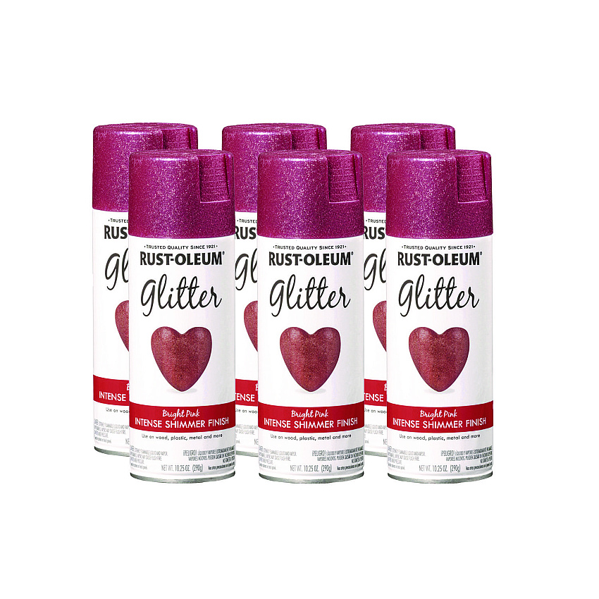 Rust-Oleum Specialty Glitter Spray Paint, Glitter Pink, 10.25 oz Aerosol Can, 6/Carton (301818)