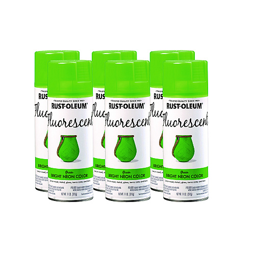 Rust-Oleum Specialty Fluorescent Spray Paint, Flat Fluorescent Green, 11 oz Aerosol Can, 6/Carton (342417)