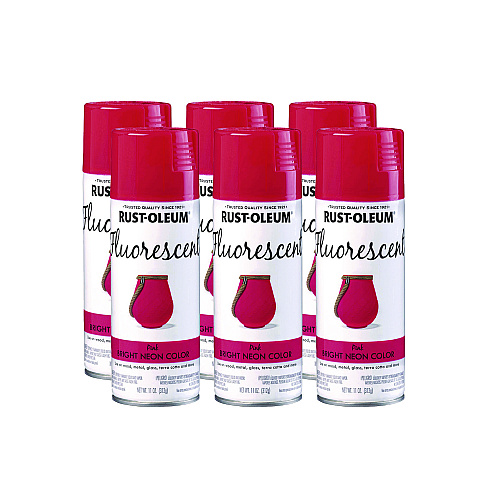 Rust-Oleum Specialty Fluorescent Spray Paint, Flat Fluorescent Pink, 11 oz Aerosol Can, 6/Carton (342569)