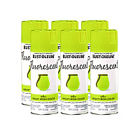 Rust-Oleum Specialty Fluorescent Spray Paint, Flat Fluorescent Yellow, 11 oz Aerosol Can, 6/Carton (342571)