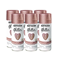 Rust-Oleum Specialty Glitter Spray Paint, Glitter Rose Gold, 10.25 oz Aerosol Can, 6/Carton (344697)
