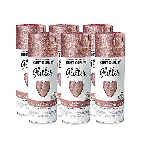 Rust-Oleum Specialty Glitter Spray Paint, Glitter Rose Gold, 10.25 oz Aerosol Can, 6/Carton (344697)