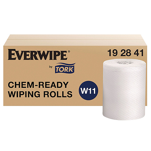 Tork Chem-Ready Wiping Rolls, 1-Ply, 12 x 12, White, 90 Sheets, 6 Rolls/Carton (192841)