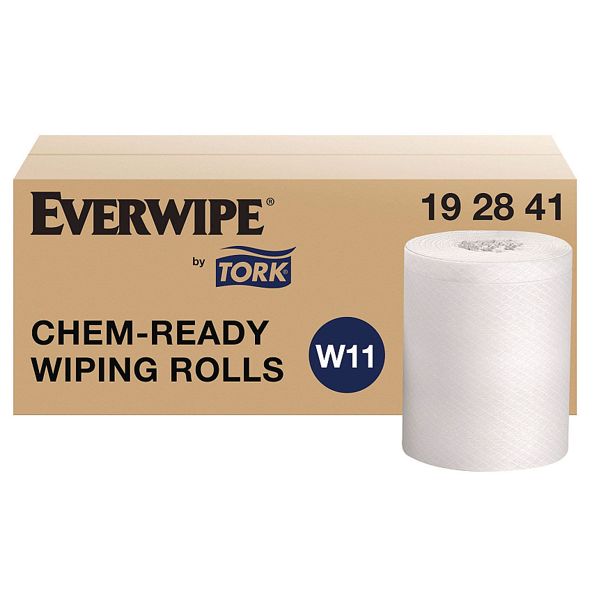 Tork Chem-Ready Wiping Rolls, 1-Ply, 12 x 12, White, 90 Sheets, 6 Rolls/Carton (192841)