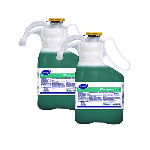 Diversey Crew Restroom Floor and Surface SC Non-Acid Disinfectant Cleaner, Fresh Scent, 1.4 L SmartDose, 2/Carton (101105993)