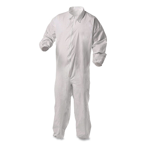 KleenGuard KGA35 Liquid and Particle Protection Coveralls, Elastic Wrist and Ankles, Large, White, 25/Carton (38927)