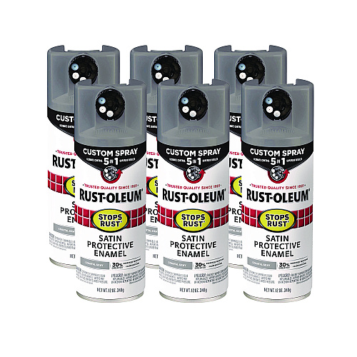 Rust-Oleum Stops Rust 5-in-1 Spray Paint, Satin Coastal Gray, 12 oz Aerosol Can, 6/Carton (376872)