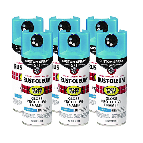Rust-Oleum Stops Rust 5-in-1 Spray Paint, Gloss Maui Blue, 12 oz Aerosol Can, 6/Carton (376907)