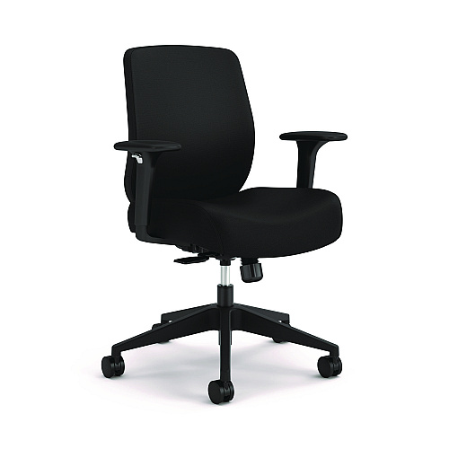 Altern Upholstered Back Task Chair, 16.5 To 19.56 Seat Height, Black Seat, Black Back, Black Base