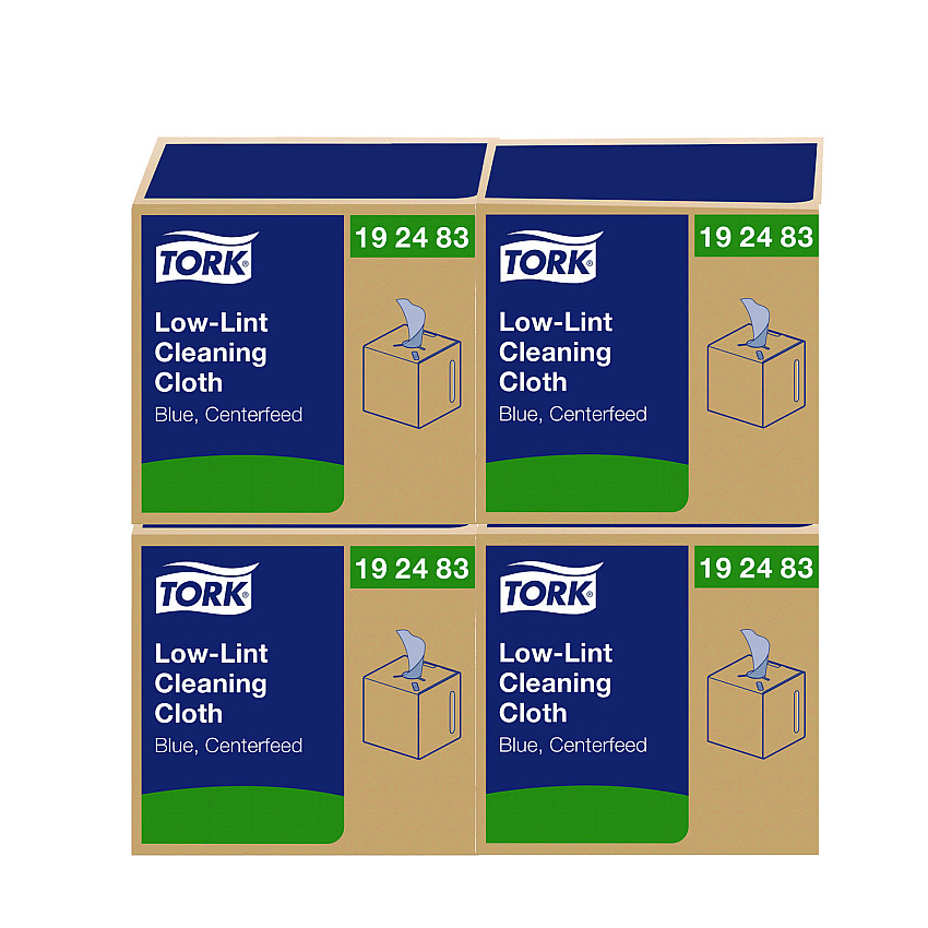 Tork Low-Lint Cleaning Cloths, 1-Ply, 15 x 15, Blue, 240 Sheets, 4 Boxes/Carton (192483)
