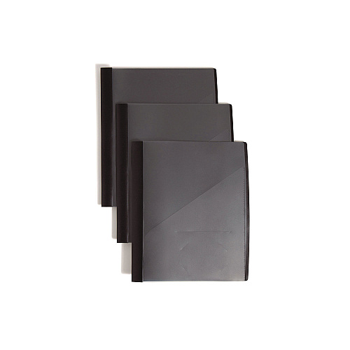 Smead Clear Front Poly Report Cover, Double-Prong Fastener, 0.5" Capacity, 8.5 x 11, Clear/Black, 5/Pack (86010)