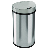 HLS Commercial Sensor Trash Can, Half-Round Cylinder, 13 gal, Plastic/Stainless Steel, Silver (HLS13HX)