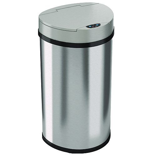 HLS Commercial Sensor Trash Can, Half-Round Cylinder, 13 gal, Plastic/Stainless Steel, Silver (HLS13HX)