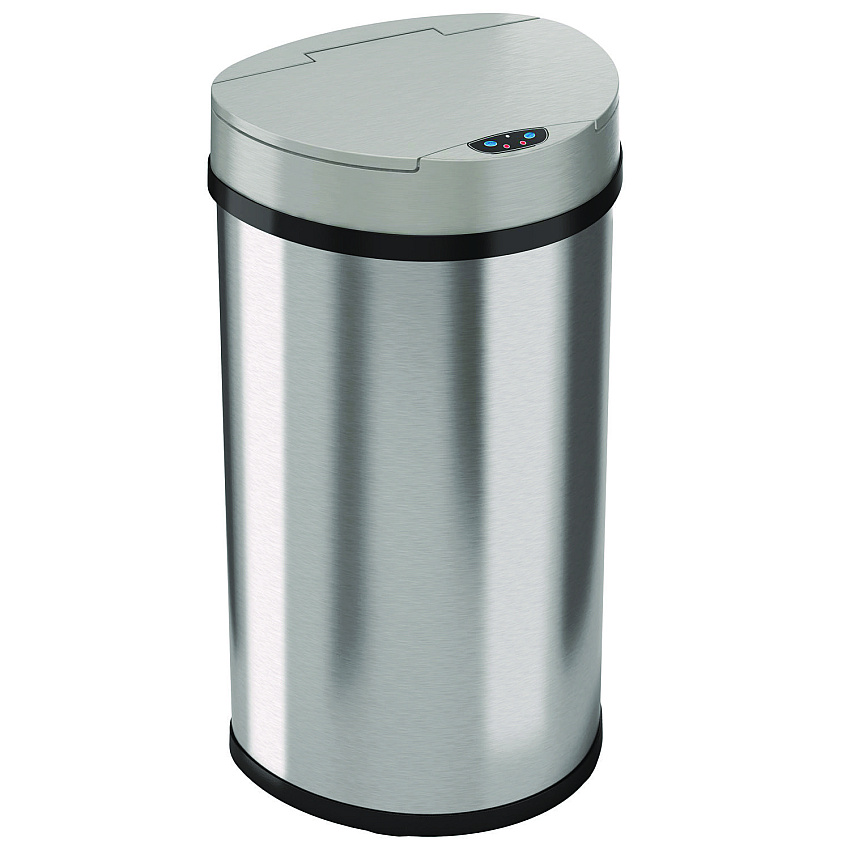HLS Commercial Sensor Trash Can, Half-Round Cylinder, 13 gal, Plastic/Stainless Steel, Silver (HLS13HX)