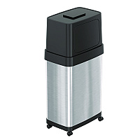 HLS Commercial Dual Push Door Trash Can, 18 gal, Stainless Steel, Silver/Black (HLS18DPO)
