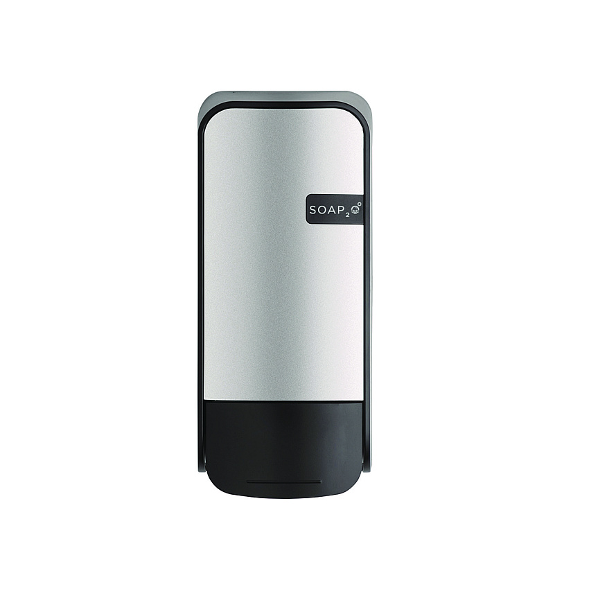 SOAP2O Wall-Mounted Dispenser, 5" x 5" x 11", Black/Faux Stainless Steel (2100BS13SPEA)