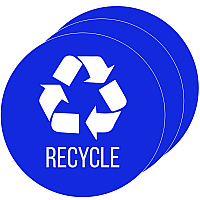 HLS Commercial Vinyl Decals, Recycle, 4" Diameter, Blue/White, 3/Pack (HLSKERCYCLE3)