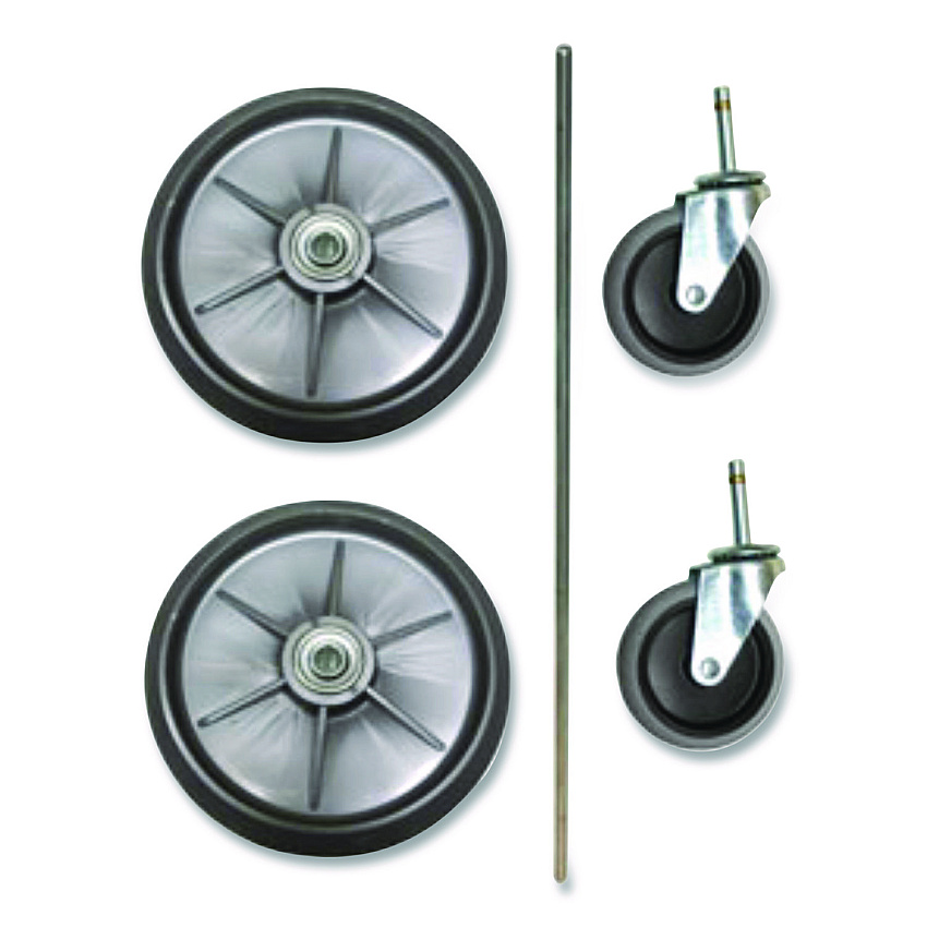 Rubbermaid Commercial 8" Ball Bearing Wheel and 4" Swivel Stem Caster Kit with Axle for Microfiber Cleaning Cart, (2) Wheels, (2) Casters (9T94M1)