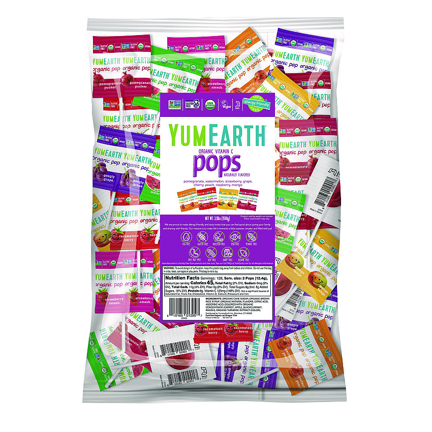YumEarth Organic Vitamin C Lollipops, Assorted Flavors, 3.5 lb Bag, 250 Pieces (22002295)